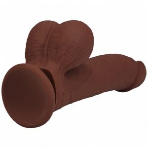 REALROCK RECHARGEABLE DUAL LAYERED VIBRATING CURVED 8IN W/BALLS BROWN