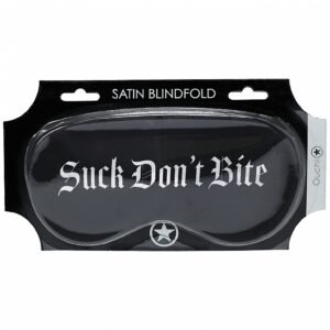 OUCH SUCK DON'T BITE PRINTED MASK SATIN BLACK