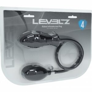 LEVELZ RIBBED INFLATABLE SILICONE ANAL PLUG BLACK