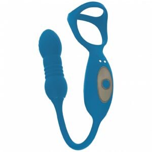 LEVELZ VIBRATING & THRUSTING TRI O COCK RING W/ PROSTATE STIMULTOR TEAL