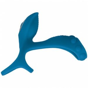 LEVELZ VIBRATING SILICONE COCK & BALL RING W/SHAFT LOOP TEAL