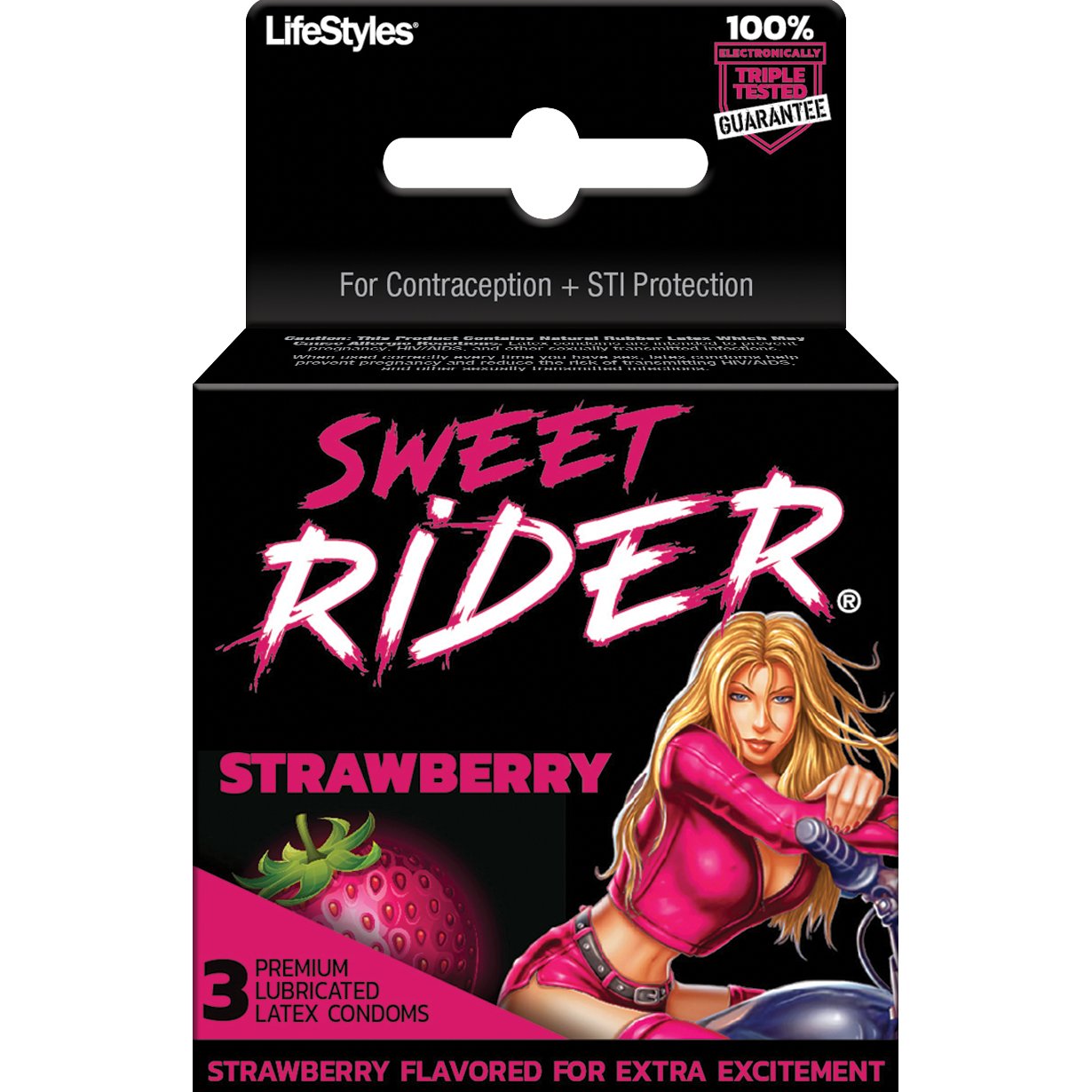 sweetriderstrawberry3pklatexcondoms