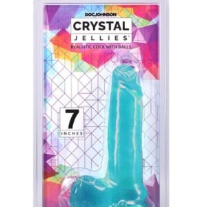 CRYSTAL JELLIES REALISTIC COCK W/BALLS 7IN TEAL