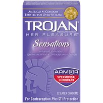 TROJAN HER PLEASURE SENSATIONS ARMOR SPERMICIDAL 12PK
